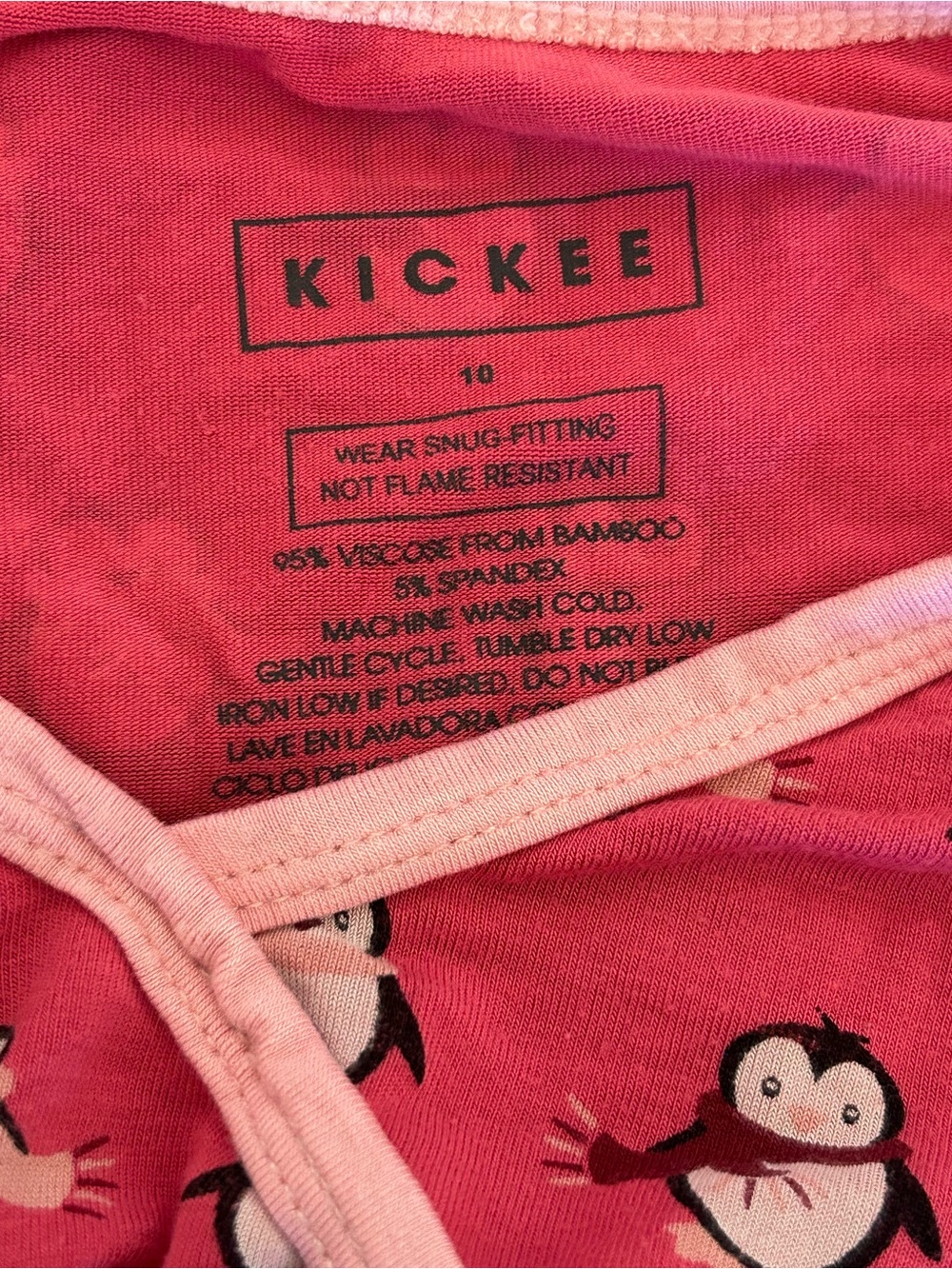 Sz10 Kickee Pants Pink Penguin Print Long Sleeve Pajama Set - Picture 6 of 6